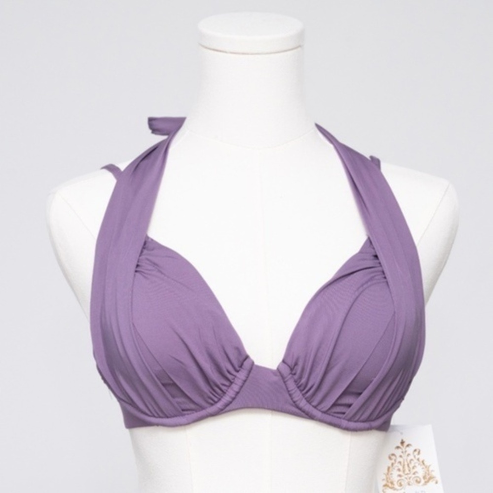 BECCA - Purple Retro Styled Underwire Bikini Top.